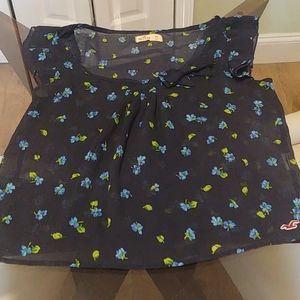 HOLLISTER XS sheer navy blue hollister top